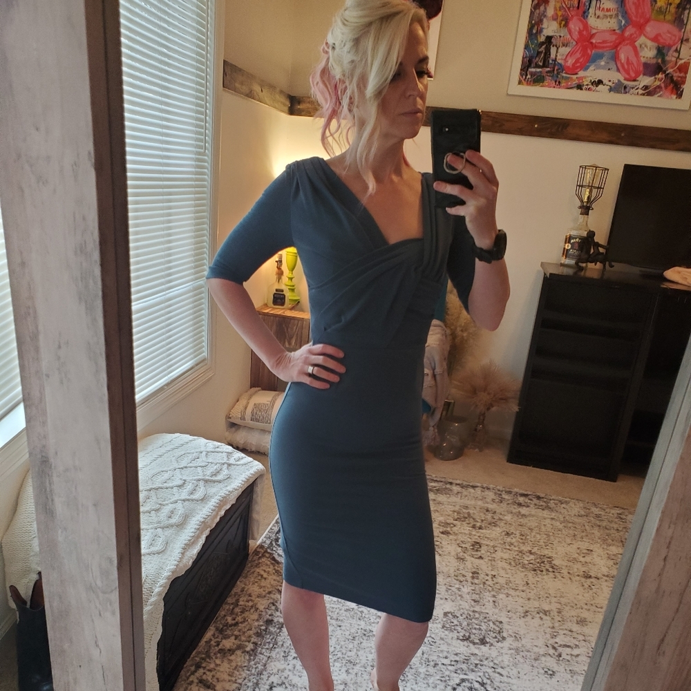LN ASOS Sexy Madmen Dress with unique neckline and 3 quarter sleeve